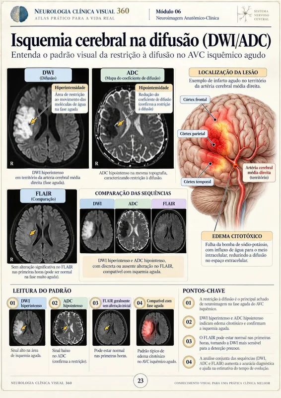 Isquemia cerebral na difusão (DWI/ADC)